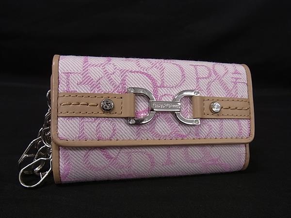 ■美品■ PINKY & DIANNE ピンキーアンドダイアン キャンバス 5連 キーケース 鍵入れ レディース ピンク系 DM3289
