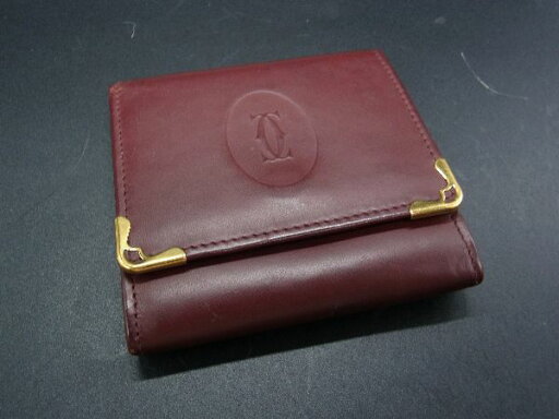 Cartier カルティエ レザー 二つ折り コインパース コインケース 小銭入れ レディース ボルドー系 DG7027 Cartier カルティエ レザー 二つ折り コインパース コインケース 小銭入れ レディース ボルドー系 DG7027