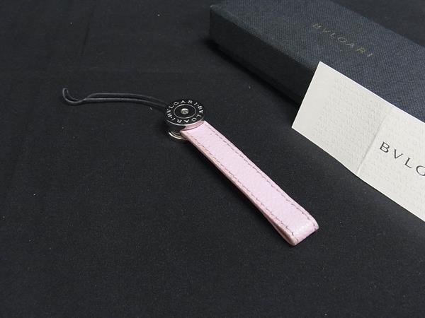 ■美品■ BVLGARI ブルガリブルガリ ストラップ キーホルダー チャーム レディース ピンク系×シルバー系 DI2723