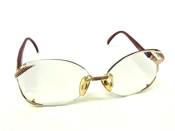 ChristianDior クリスチャンディオール 2289 48 度入り メガネ 眼鏡 レディース メンズ ゴールド系×ボルドー系 DM3128