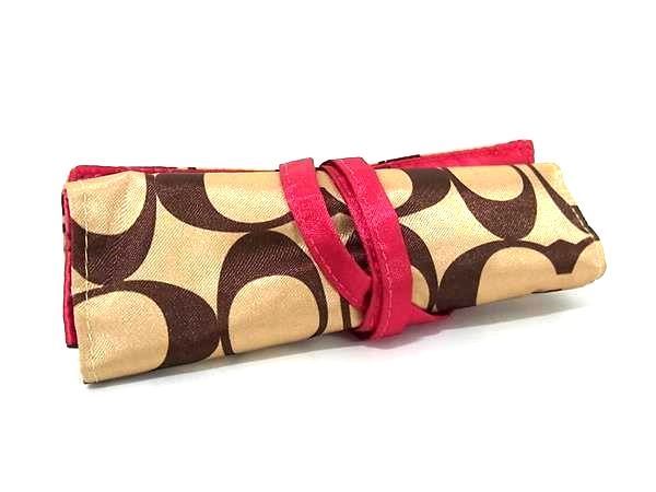 ■極美品■ COACH コーチ シグネチャー ナイロン マルチケース 小物入れ レディース メンズ ベージュ系 DF8367
