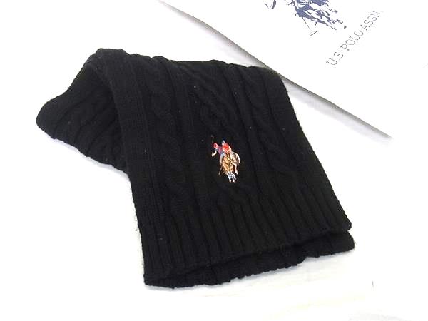 U.S. POLO ASSN. ユーエスポロアッスン アクリル100％ マフラー ストール 防寒具 メンズ ブラック系 DL5476