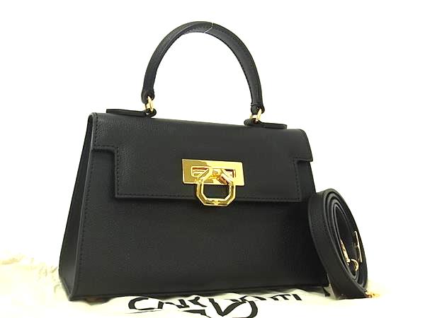 樂天商城 - ■極美品■ CARBOTTI カルボッティ GRETA グレタ レザー 2WAY ショルダーバッグ ハンドバッグ レディース ブラック系 FT0543