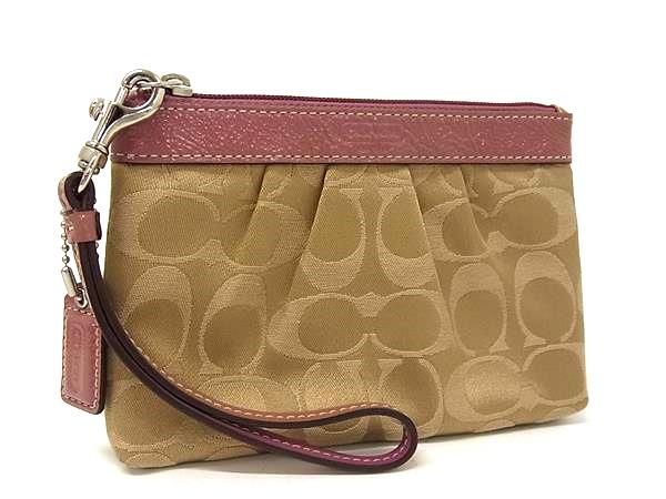 ■美品■ COACH コーチ シグネチャー キャンバス ポーチ マルチケース 小物入れ レディース ブラウン系 D..