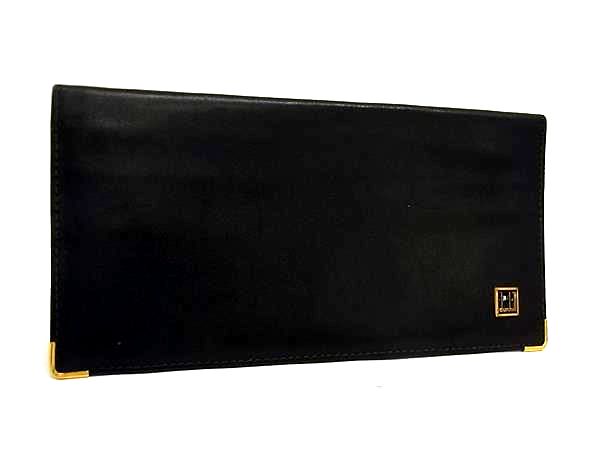 乐天商城 - ■美品■ dunhill ダンヒル レザー 二つ折り 長財布 ウォレット 小銭入れ 札入れ カード入れ メンズ ブラック系×ゴールド系 DM3553