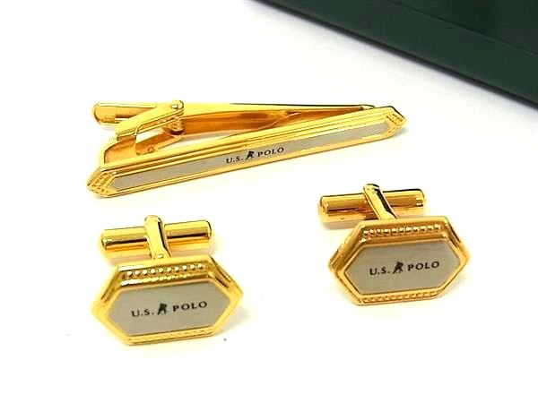 Hawaiian Jewelry - U.S. POLO ASSN. ユーエスポロアッスン カフス カフリンクス ネクタイピン アクセサリー 2点セット ゴールド系×シルバー系 DM3576