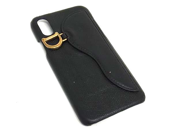 ChristianDior クリスチャンディオール サドル レザー iPhone X/XS 対応 アイフォンケース レディース ブラック系 BM8963