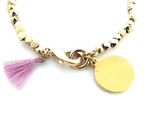 ■美品■ Samantha Thavasa サマンサタバサ フリンジ ブレスレット アクセサリー レディース ゴールド系×ピンク系 DF9366