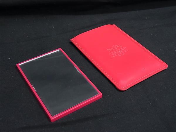 ■美品■ COACH コーチ オプアート ハンドミラー コンパクトミラー 鏡 手鏡 レディース ピンク系×ゴールド系 DM3507