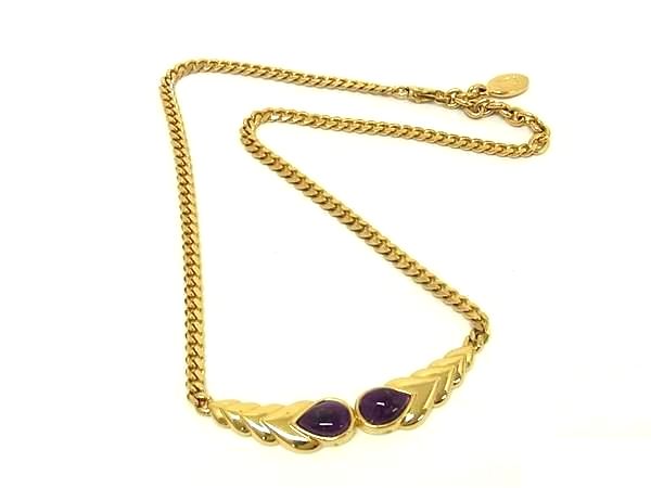 LANCEL ランセル ネックレス ペンダント アクセサリー レディース ゴールド系×クリアパープル系 DM3591