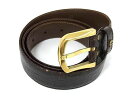 AIGNER アイグナー クロコダイル型押しレザー ゴールド金具 ベルト 表記サイズ 34/85 ビジネス 紳士 メンズ ブラウン系 DF9896