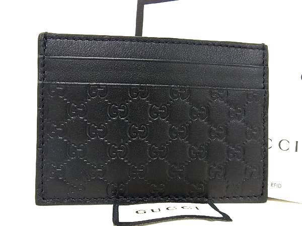 ■新品■未使用■ GUCCI グッチ 262837 マイクログッチシマ レザー カードケース パスケース カード入れ 定期入れ ブラック系 AP9533