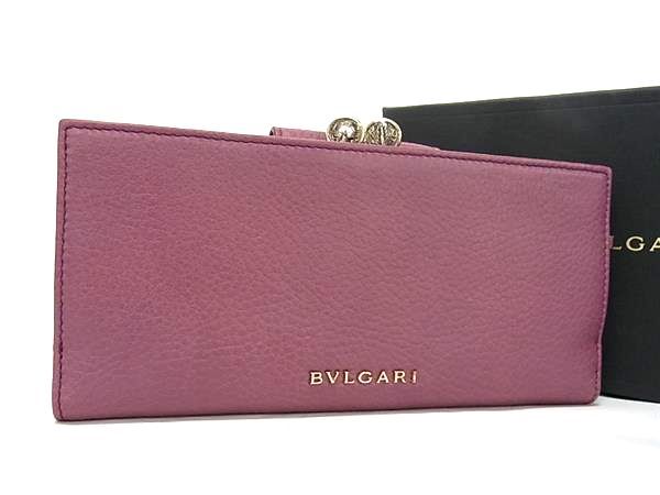 ブルガリ 長財布（男性向け） ■新品■未使用■ BVLGARI ブルガリ モネーラ レザー がま口 二つ折り 長財布 ウォレット レディース パープル系 AS6719