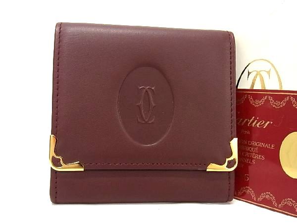 ■新品■未使用■ Cartier カルティエ マストライン レザー コインケース コインパース 小銭入れ レディース メンズ ボルドー系 AT0602