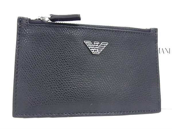 ■新品■未使用■ EMPORIO ARMANI エンポリオアルマーニ レザー フラグメントケース コインケース カード入れ 小銭入れ ブラック系 BG8111