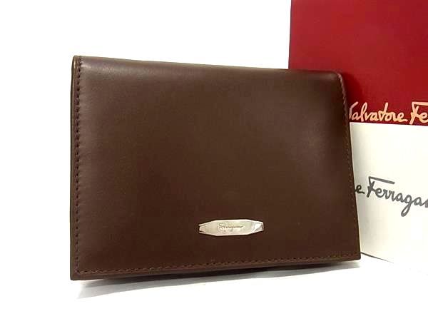 フェラガモ 名刺入れ ■新品■未使用■ Salvatore Ferragamo フェラガモ 228116 レザー カードケース カード入れ 名刺入れ ブラウン系 CC2256