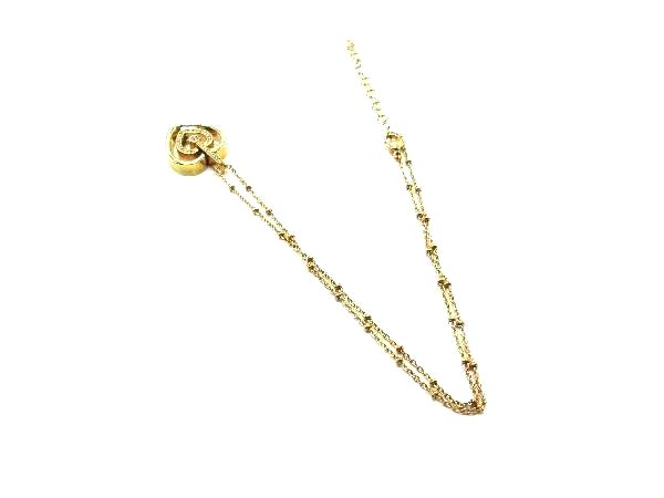 ■美品■ Folli Follie フォリフォリ ラインストーン ハートモチーフ ネックレス ペンダント アクセサリー ゴールド系 DF1975