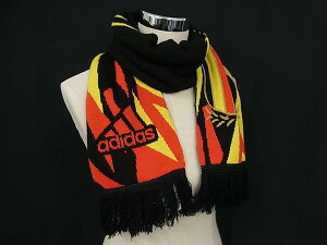 ■美品■ adidas アディダス サッカー ベルギー代表 アクリル100% フリンジ マフラー ストール ブラック系×マルチカラー DG0984
