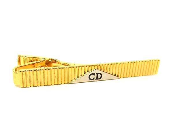 ■美品■ ChristianDior クリスチャンディオール タイピン タイクリップ アクセサリー ビジネス 紳士 ゴールド系×シルバー系 DG5711