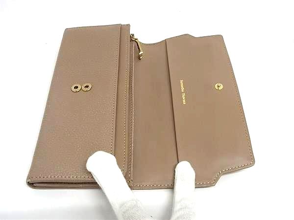 ■美品■ Samantha Thavasa サマンサタバサ レザー 二つ折り 長財布 ウォレット 小銭入れ 札入れ カード入れ ベージュ系 DM3657