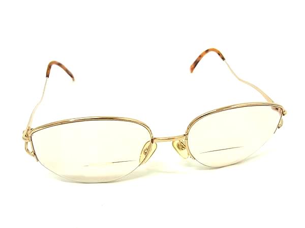 ■美品■ ChristianDior ディオール 度入り サングラス 眼鏡 メガネ レディース ゴールド系 DM3688