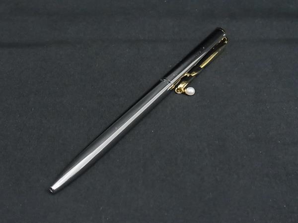 ■極美品■ MIKIMOTO ミキモト 本真珠 アコヤ真珠 パール 約4mm ツイスト式 ボールペン 文房具 筆記用具 シルバー系 DD9564