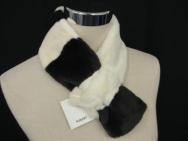 ■新品■未使用■ FURART ファーアート ポリエステル100％ ティペット マフラー 防寒具 レディース アイボ..