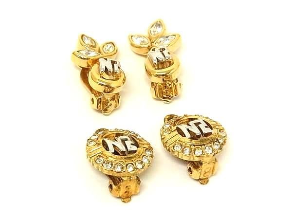 ■美品〜■ NINA RICCI ニナリッチ クリップ式 イヤリング アクセサリー レディース 2点セット まとめ売り ゴールド系 DG2833