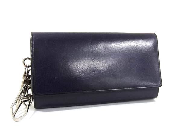 ■美品■ レザー 4連 キーケース 鍵入れ メンズ レディース ダークネイビー系 DG3952
