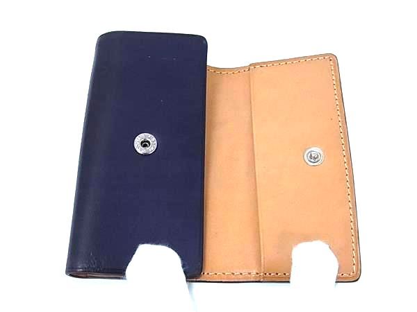 ■美品■ レザー 4連 キーケース 鍵入れ メンズ レディース ダークネイビー系 DG3952