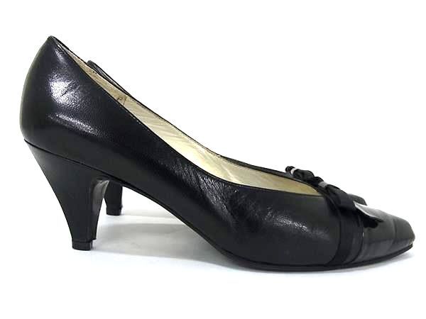 YVESSAINTLAURENT イヴサンローラン レザー ヒール パンプス サイズ 34 1/2(約21.5cm) 靴 シューズ レディース ブラック系 DF8589