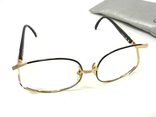ChristianDior クリスチャンディオール 2250 フレームのみ メガネ 眼鏡 めがね レディース メンズ ゴールド系×ブラック系 DM3756