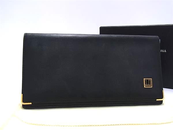 ■美品■ dunhill ダンヒル レザー 二つ折り 長財布 ウォレット 札入れ メンズ ブラック系 BK3937