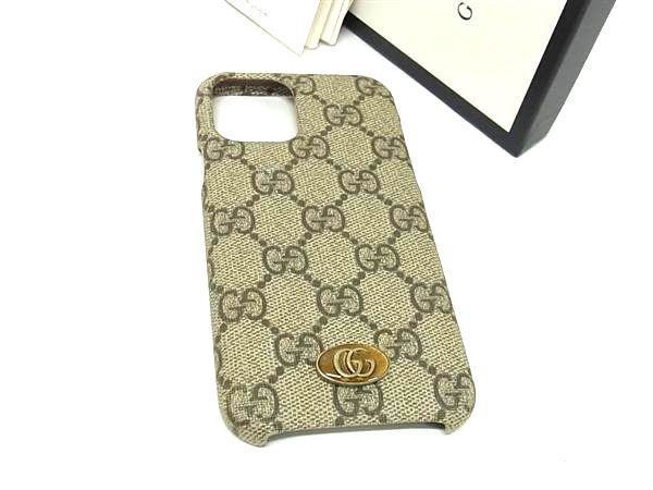 ■美品■ GUCCI グッチ 623093 オフィディア GGスプリーム PVC iPhone11Pro 対応 アイフォンケース スマホケース ブラウン系 FH2705