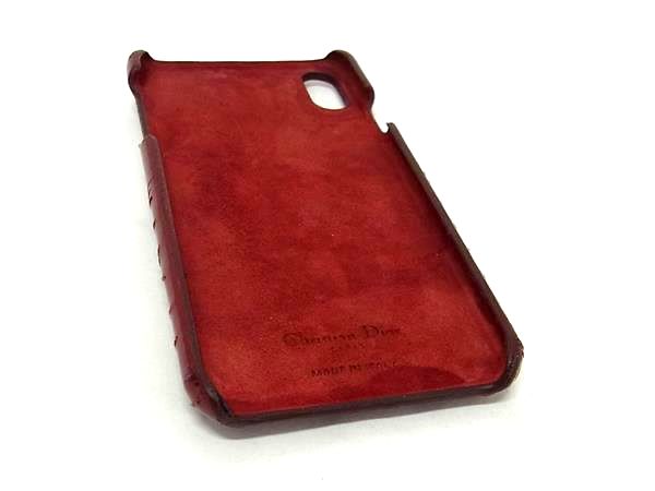 pleasure-Store 楽天市場店のChristianDior ディオール レディディオール カナージュ パテントレザー iPhone XS Max対応 アイフォンケース レッド系 FJ2155｜アングル2