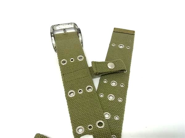 ■極美品■ John Galliano ジョンガリアーノ キャンバス シルバー金具 ベルト メンズ カーキ系 FD8713