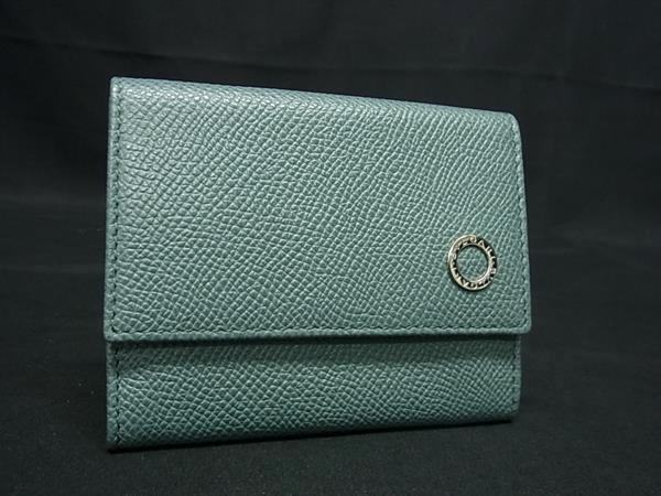 ■新品同様■ BVLGARI ブルガリブルガリ マン レザー カードケース コインケース 名刺入れ カード入れ ブルー系 FF1283