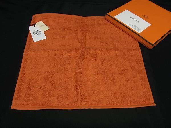 ■新品■未使用■ HERMES エルメス コットン100％ ステアーズ コットン100％ ハンドタオル ハンカチ オレ..