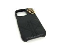 ■美品■ ChristianDior ディオール レディディオール カナージュ レザー iPhone14Pro 対応 アイフォンケース ブラック系 FN4895
