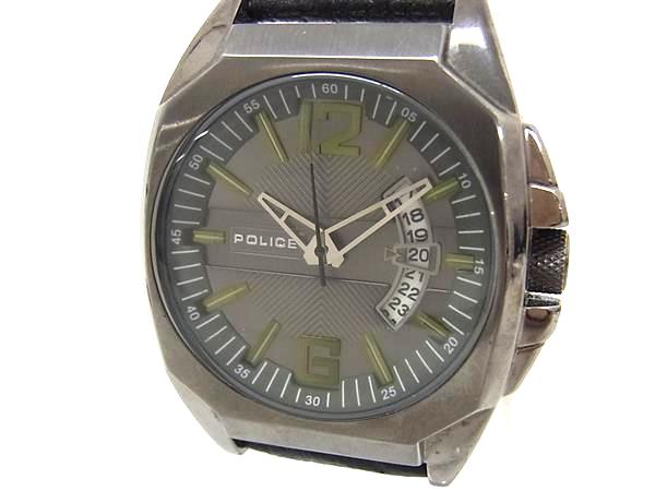 POLICE - ■稼働品■美品■ POLICE ポリス 12897J SS×レザー クォーツ 10気圧防水 腕時計 ウォッチ メンズ ブラック系×シルバー系 DM9866