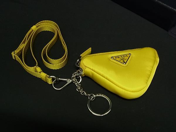 ■新品同様■ PRADA プラダ テスートナイロン ストラップ付き マルチケース マルチポーチ 小物入れ イエロー系 BP2420