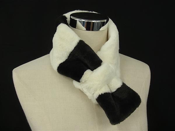 ■新品同様■ FURART ファーアート ポリエステル100％ ティペット ストール マフラー 防寒具 アイボリー..