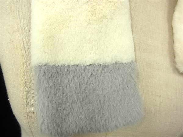 pleasure-Store 楽天市場店の■新品■未使用■ FURART ファーアート ポリエステル100％ ティペット ストール マフラー 防寒具 アイボリー系×グレー系 DG0605｜アングル2