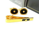 ■美品■ dunhill ダンヒル ネクタイピン カフスボタン カフリンクス 2点セット アクセサリー メンズ ゴールド系×ブラック系 DG8630 冠婚葬祭 ...