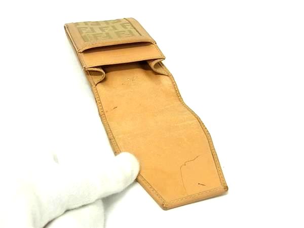 FENDI フェンディ ズッカ柄 ズッキーノ キャンバス×レザー シガレットケース タバコケース 煙草ケース ベージュ系 DG9646