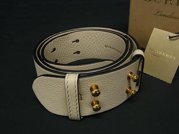 ■新品■未使用■ BURBERRY バーバリー レザー ゴールド金具 ベルト レディース アイボリー系 FJ3015