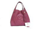 ■新品同様■ GUCCI グッチ 282309 インターロッキングG ソーホー レザー タッセル ショルダーバッグ トート パープル系 FL6626