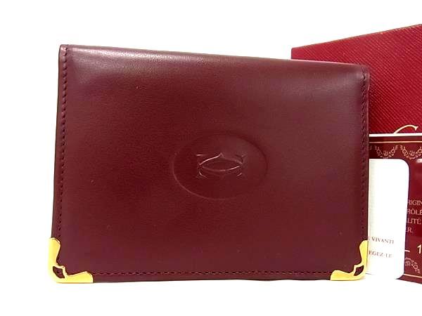 カルティエ 定期入れ ■新品■未使用■ Cartier カルティエ マストライン レザー カードケース カード入れ パスケース ボルドー系 AT9088