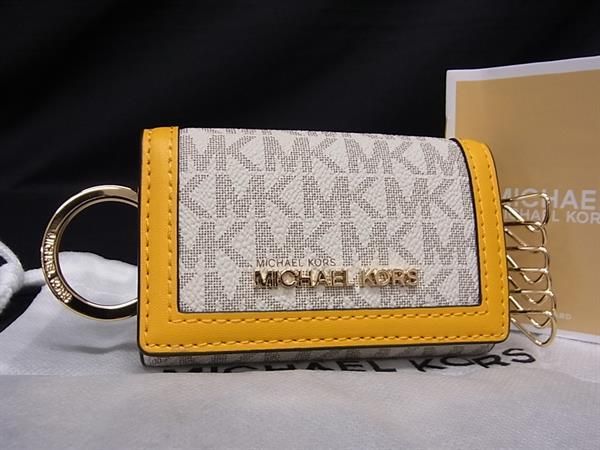 マイケルコース キーケース レディース ■新品■未使用■ MICHAEL KORS マイケルコース MK柄 PVC×レザー 6連 キーケース 鍵入れ レディース アイボリー系 AU9361