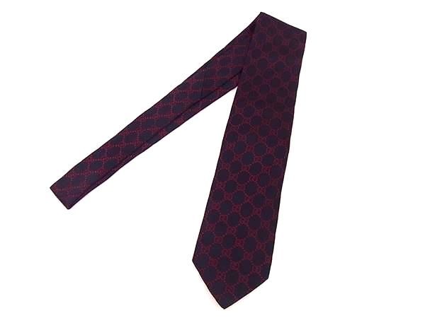 GUCCI - ■新品■未使用■ GUCCI グッチ GG柄 シルク100% ネクタイ 紳士 ビジネス メンズ ネイビー系×レッド系 AV9108